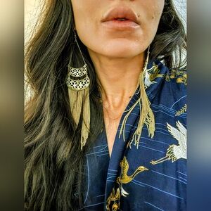 Gold Fringe Statement Earrings